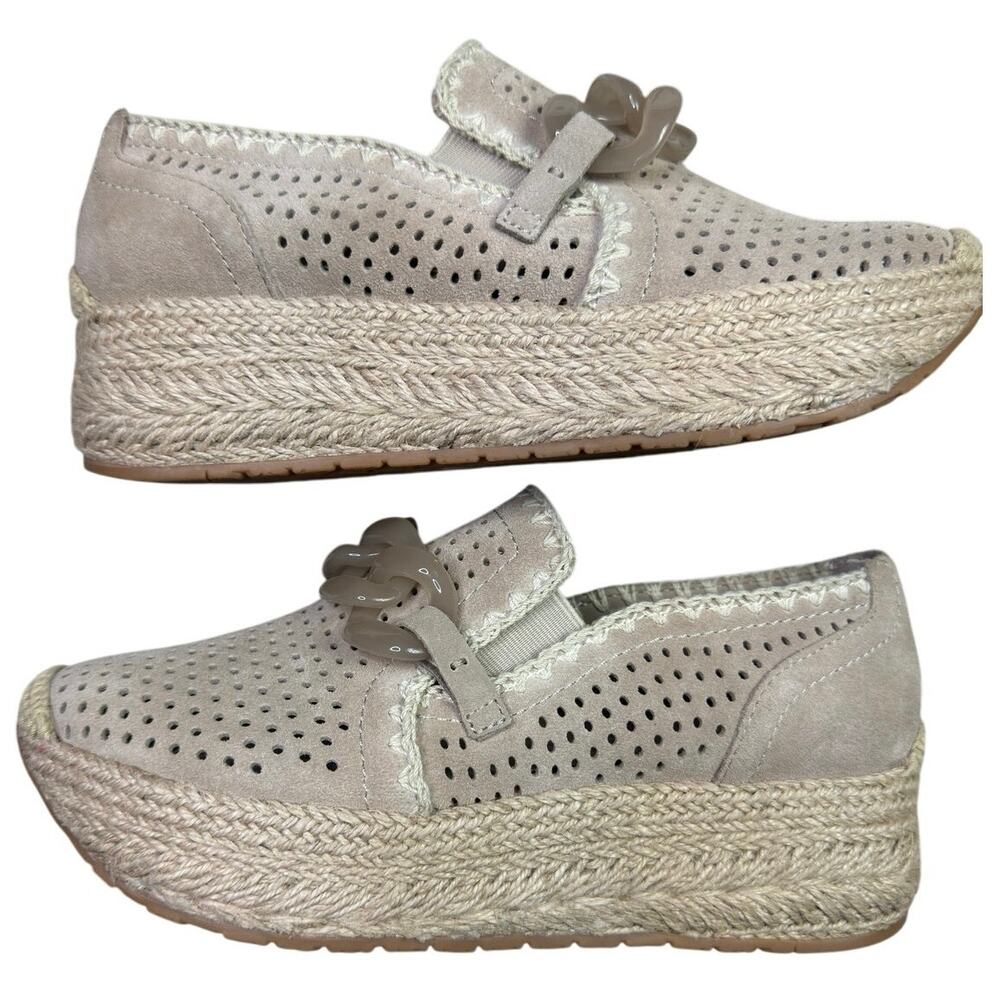 Dolce Vita Women's Jhenee Espadrille Perf Sneaker Taupe Perforated Suede Size 8